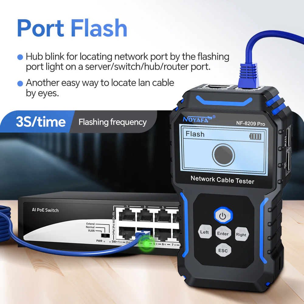 M&aacute;y test mạng đa năng  cao cấp NOYAFA NF8209 Pro  Đo mạng UTP,FTP, POE d&ograve; d&acirc;y chuẩn x&aacute;c.